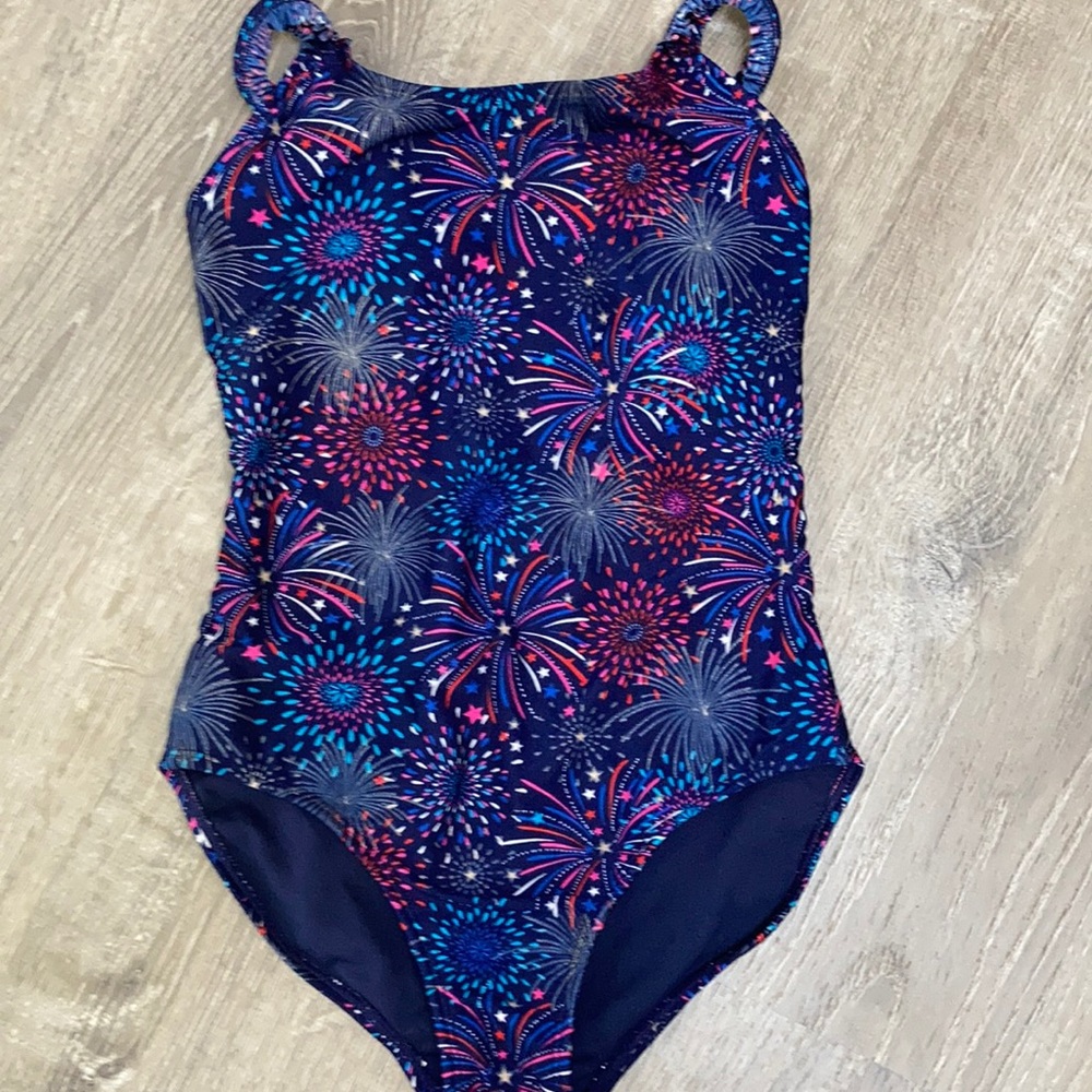 GIRLS ONE PIECE PATRIOTIC BATHING SUIT 10/12